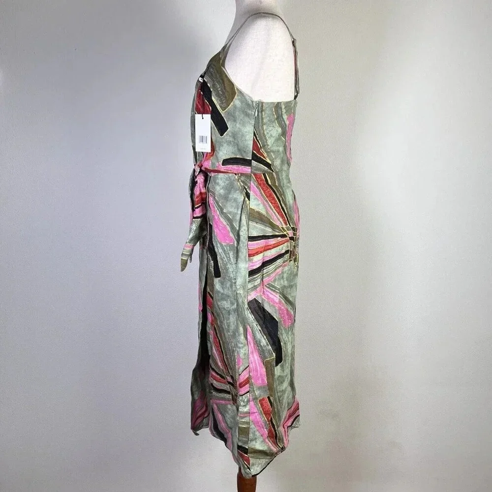 Jason Wu NWT Mini Sheath Dress Linen Blend Green Pink Tropical MSRP $425 - Picture 2 of 11